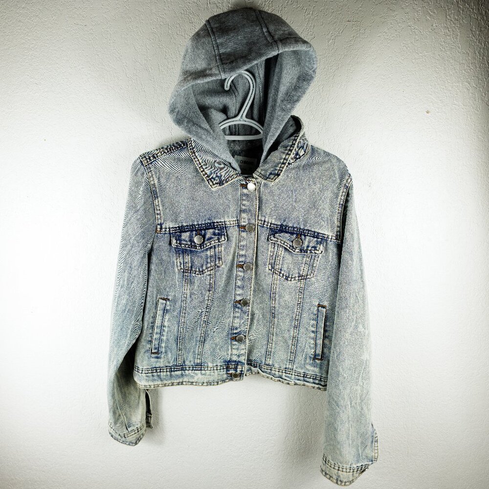 Ci SOno Girl's Denim Jacket Removable Hoodie Acid Wash DJK399 XL